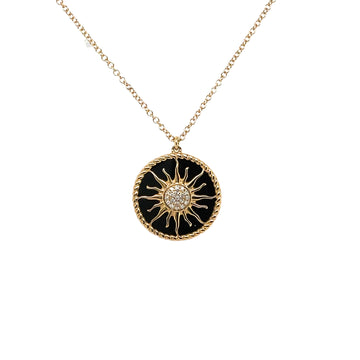 Gilded Sunrise pendant in yellow gold and black agate